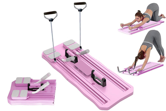 5 in 1 Pilates Reformer Board Foldable Abdominal Fitness Board with Elbow Support Gym Equipment for Weight Loss Training-Pink