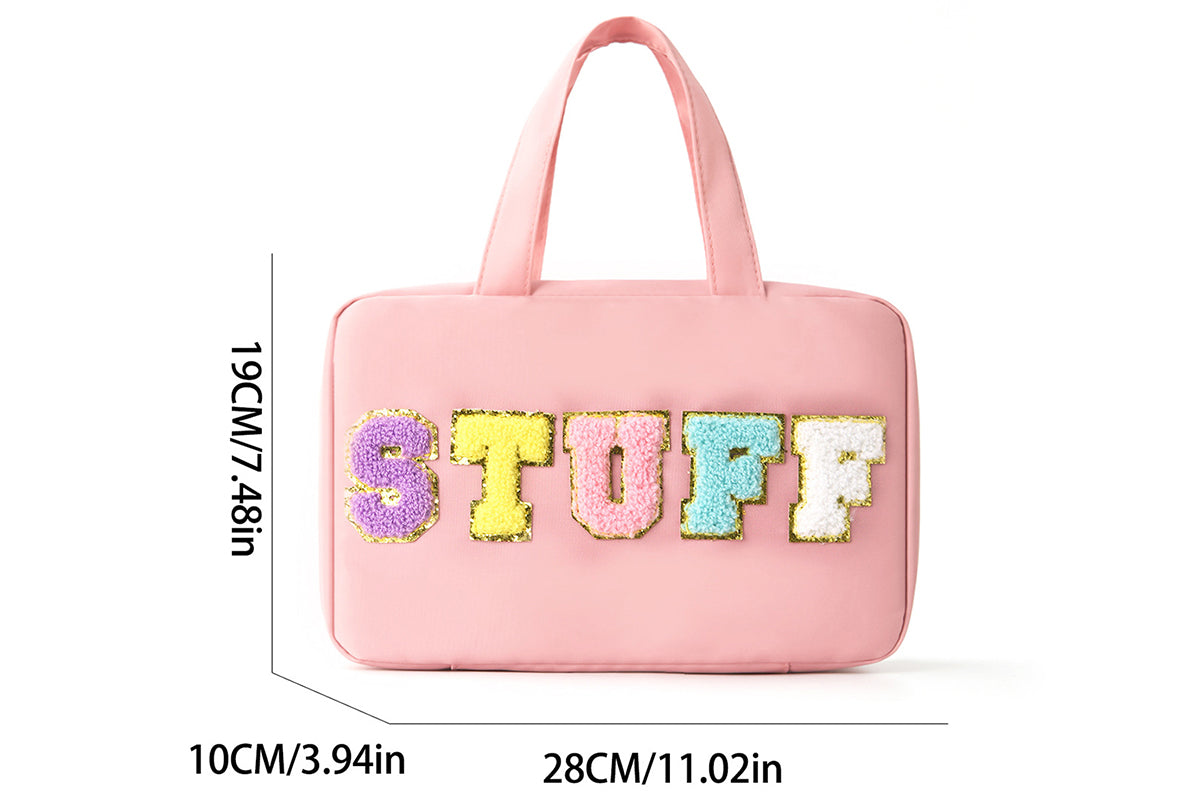 Travel Toiletry Bag Water-resistant with Hanging Hook for Makeup Cosmetic Shampoo -Pink