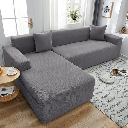 Elastic Full-Cover T-Shaped Jacquard Universal Sofa Slipcover for 1-4 Seater-Grey