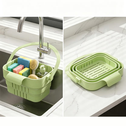 2Pcs Foldable Hanging Sink Strainers in White and Green