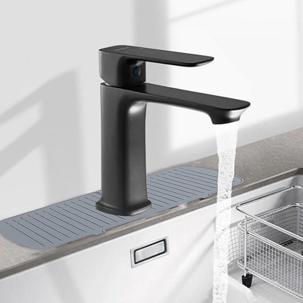 Kitchen Faucet Mat for Sink Silicone Splash Guard with Fast Drying Properties for Stone Sinks Gray