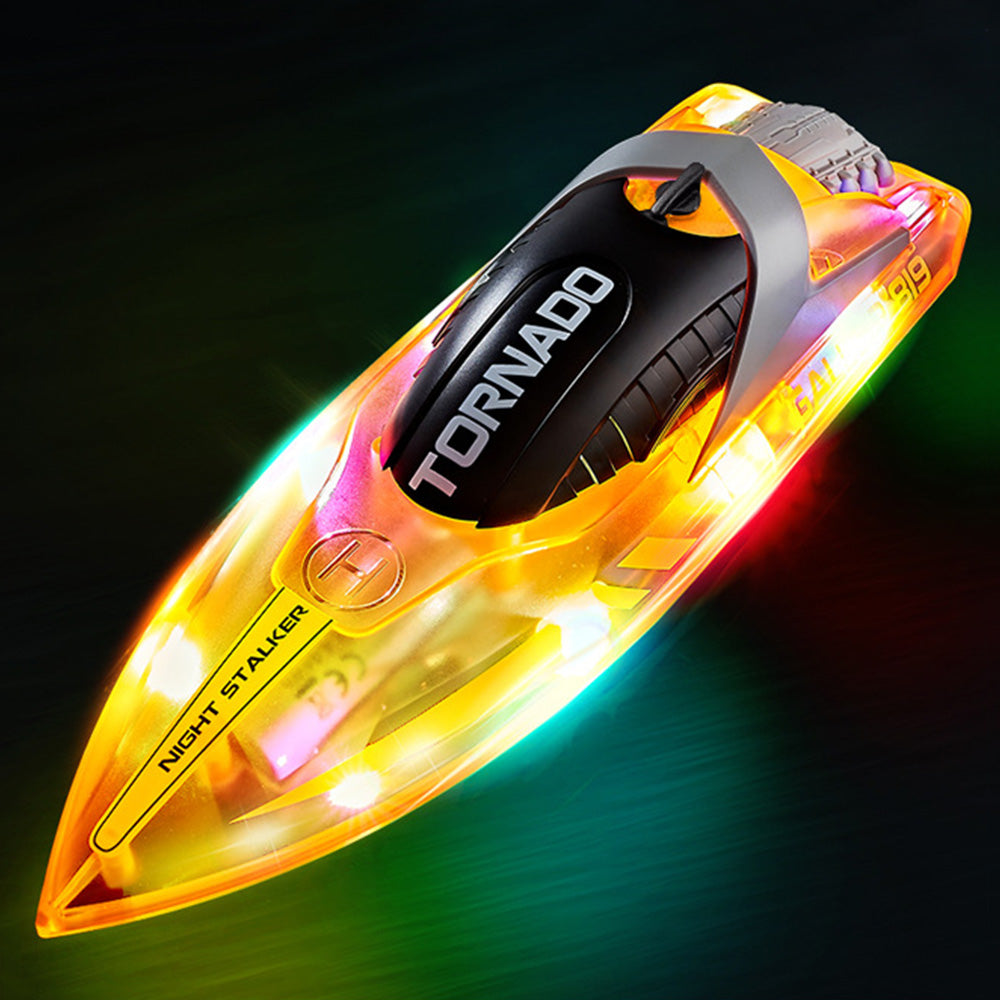 Remote Control Boat with Color LED Lights for Pool Lake - Orange