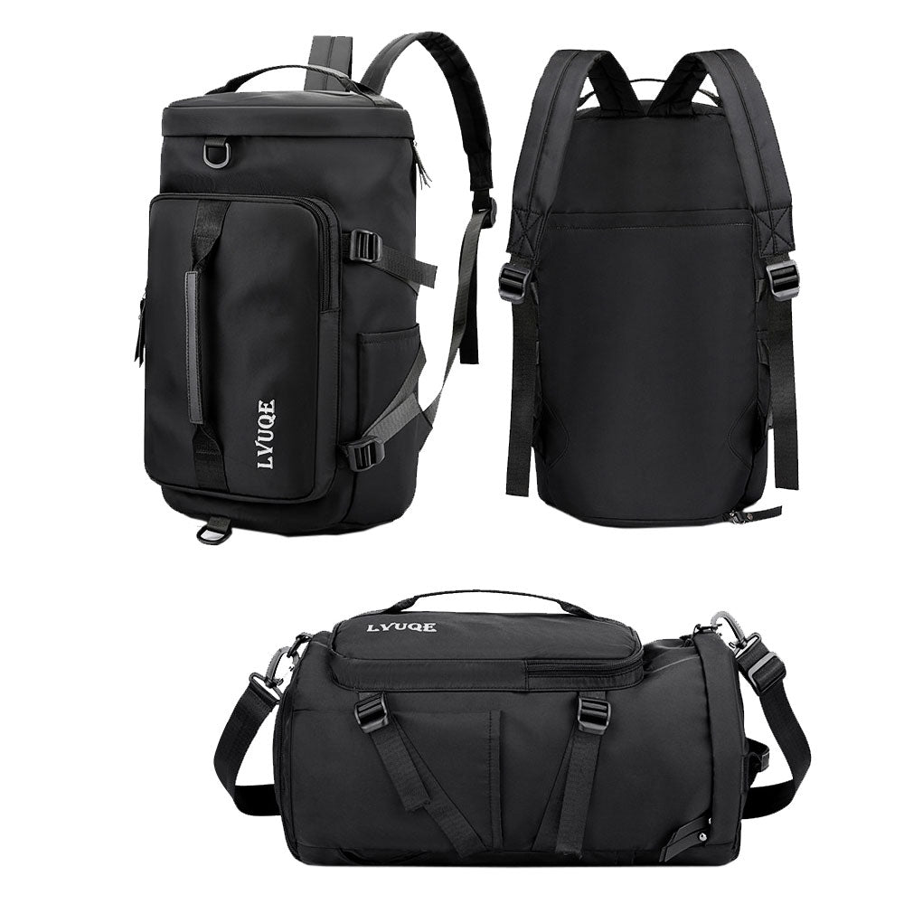 Large Capacity Travel Duffle Bag Sport Gym Backpack -Black