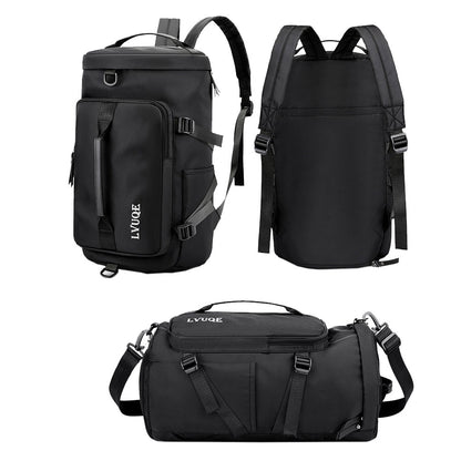 Large Capacity Travel Duffle Bag Sport Gym Backpack -Black