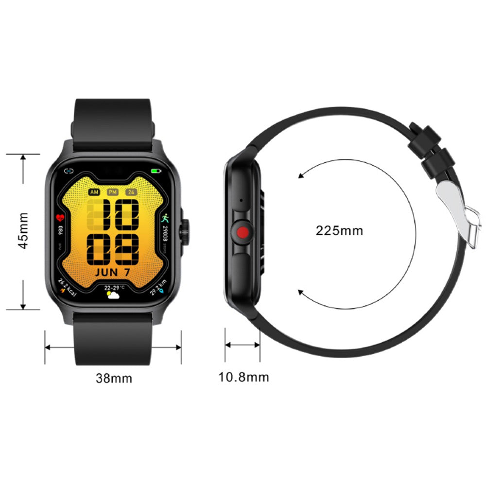 Bluetooth Smart Watch 1.85in HD Fitness Watch with 100+ Sports Modes Heart Rate Sleep Monitor for iOS Android Black