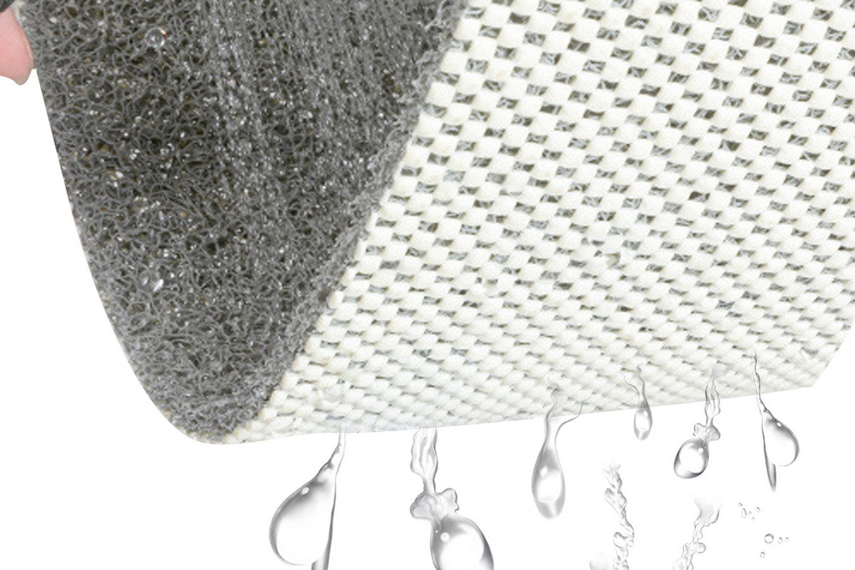 Anti-Slip Loofah Bathroom Mats Quick Drying Bath Tub Mat With Drain-Grey