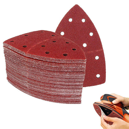 60Pcs 11-Hole Sanding Sheets Triangle Detail Sander Pads for Polishing