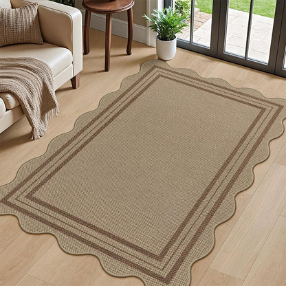 Polyester Floor Mat with Scalloped Edge Doormat for Entryway 60x160cm