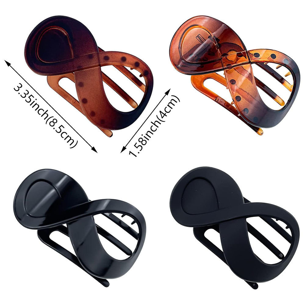 4 Piece Figure 8 Flat French Hair Claw Clips for Women