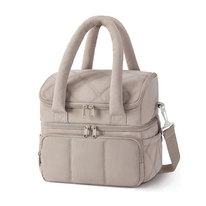 Lunch Bag Women Double Deck Insulated Lunch Bag For Work Picnic Travel-Camel