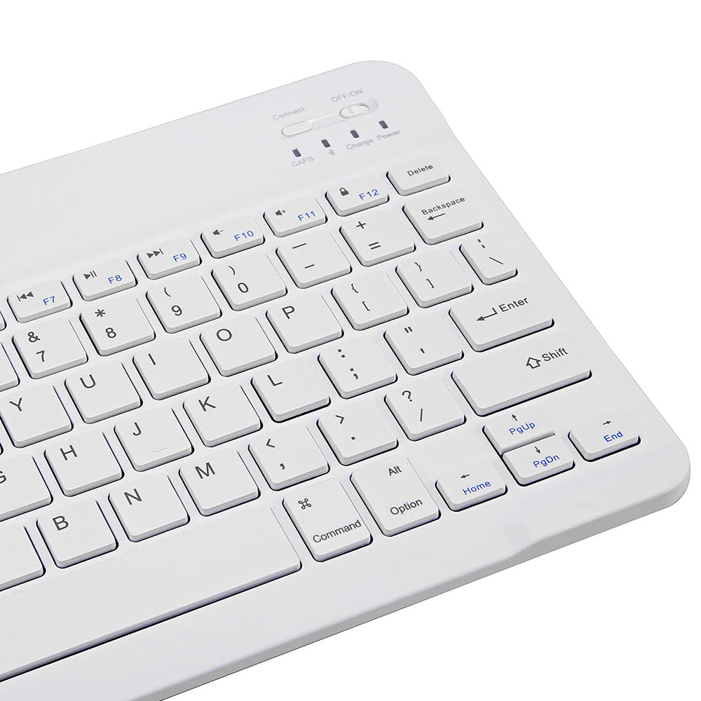 10-inch Ultra-Slim Bluetooth Keyboard Portable Mini Wireless Keyboard Rechargeable for iOS Android Windows Tablet Smartphone White