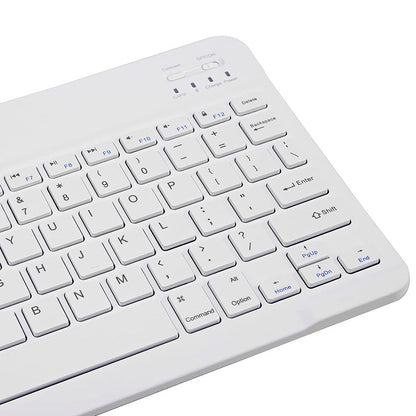 10-inch Ultra-Slim Bluetooth Keyboard Portable Mini Wireless Keyboard Rechargeable for iOS Android Windows Tablet Smartphone White