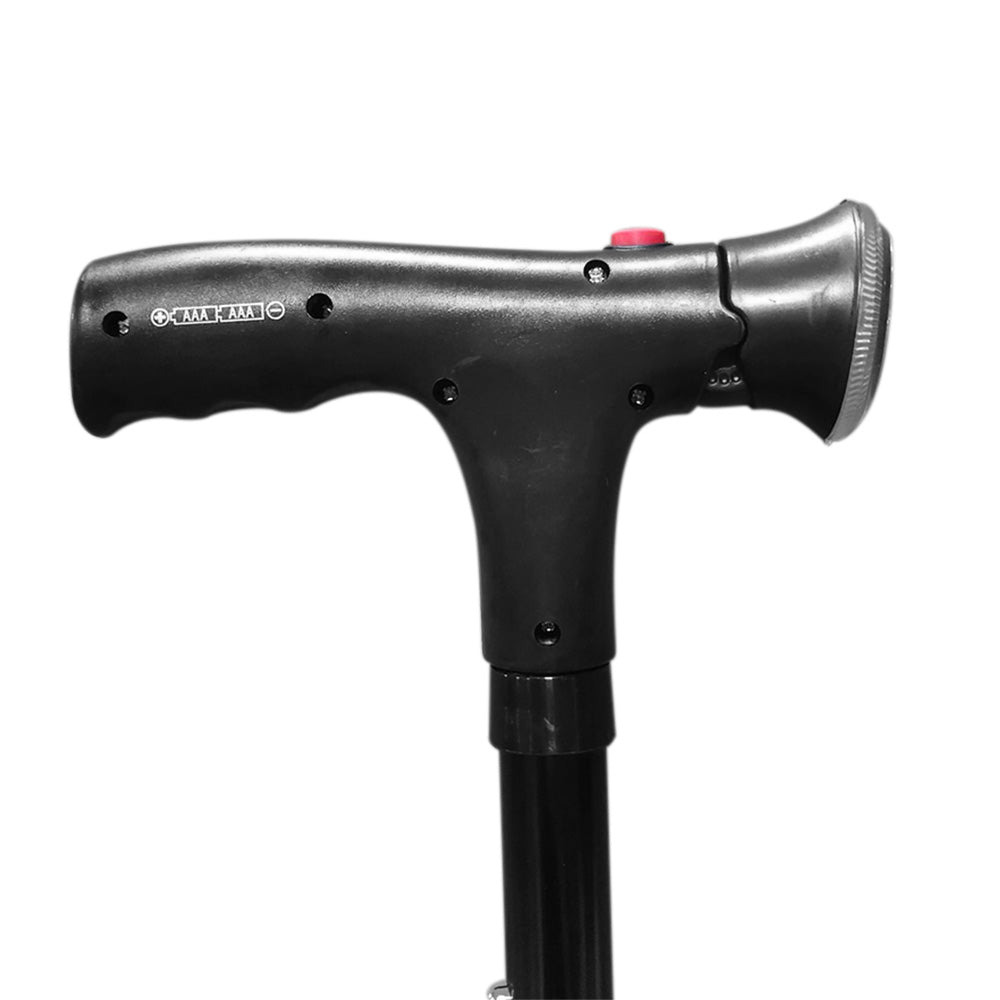 Walking Cane with LED Light Alarm Adjustable Dual Handles for Seniors and Adults