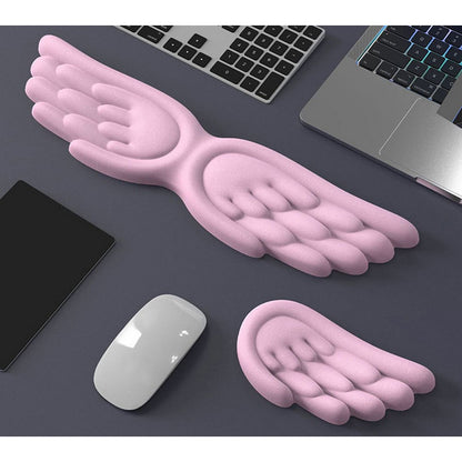 Angel Wing Wrist Rest for Keyboard and Mouse Memory Foam Gaming Wrist Rest-Pink