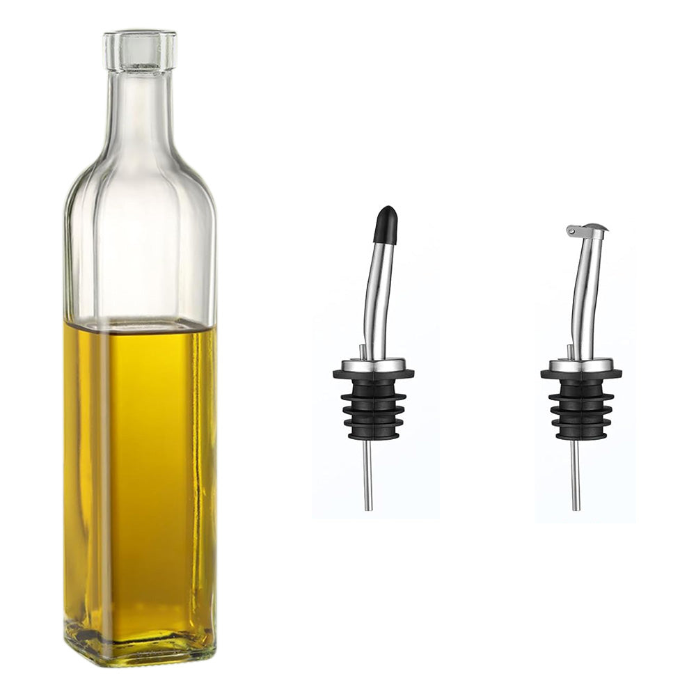 Glass Olive Oil Bottle Dispenser Oil And Vinegar Cruet With Pourers And Funnel -Clear