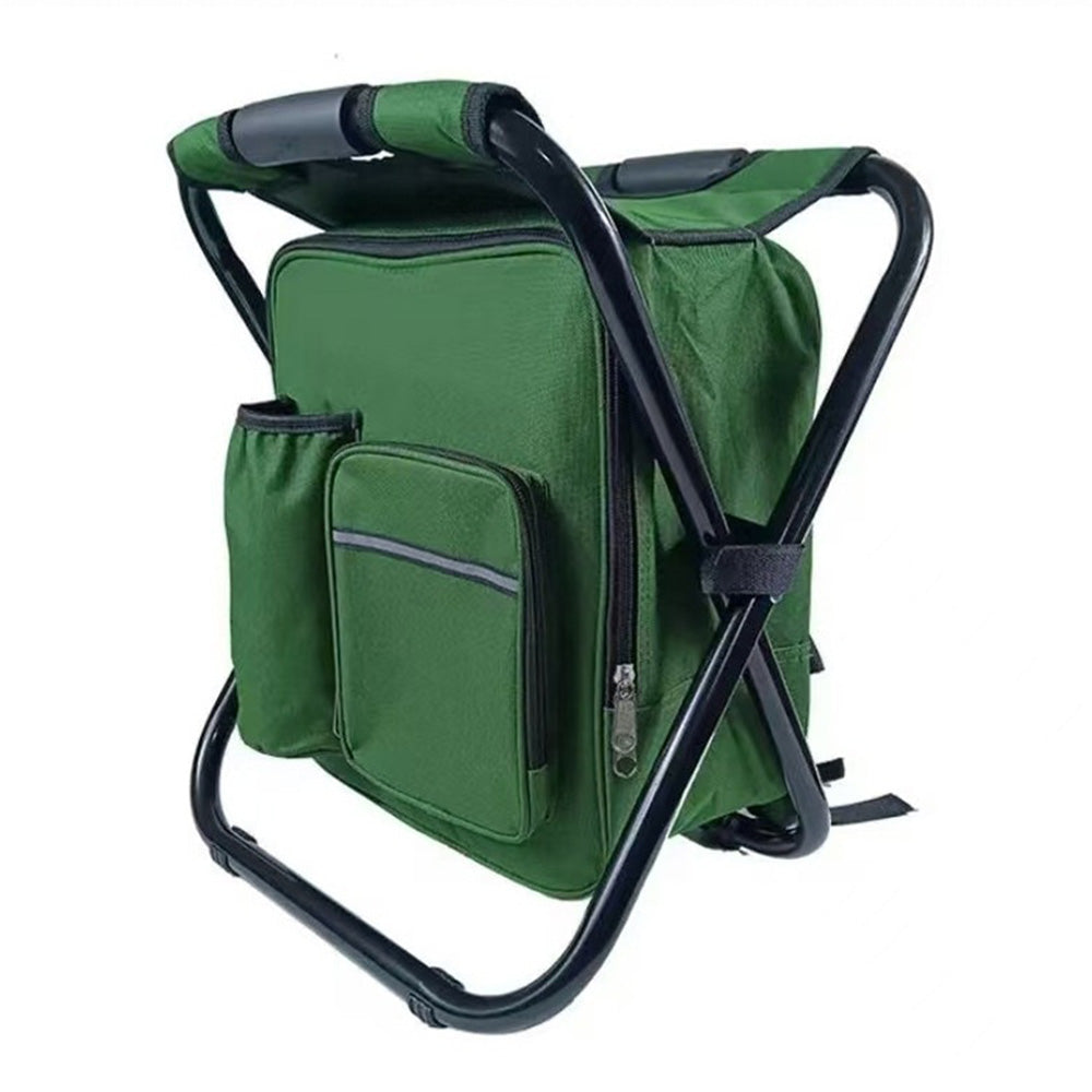 Portable Cooler Folding Stool Fishing Chair Multi-Function Outdoor Seat Green