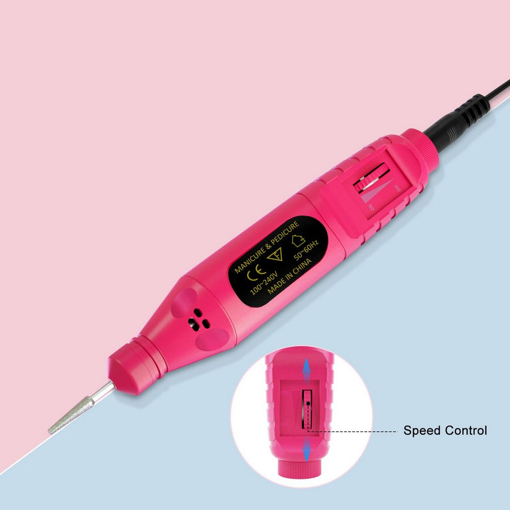 Electric Nail Drill Kit for Gel Nails Manicure Pedicure Polishing-Pink