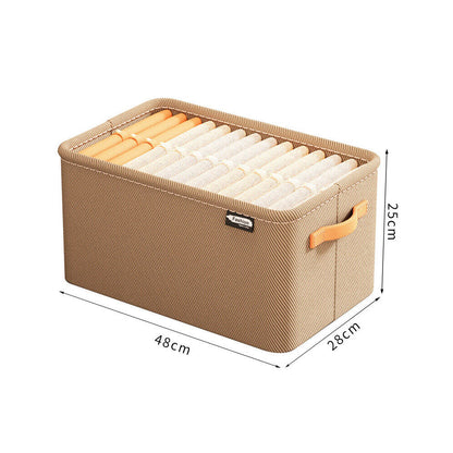 Set of 3Pcs Clothing Storage Box with Handles Wardrobe Storage Organizer Underwear Storage Khaki