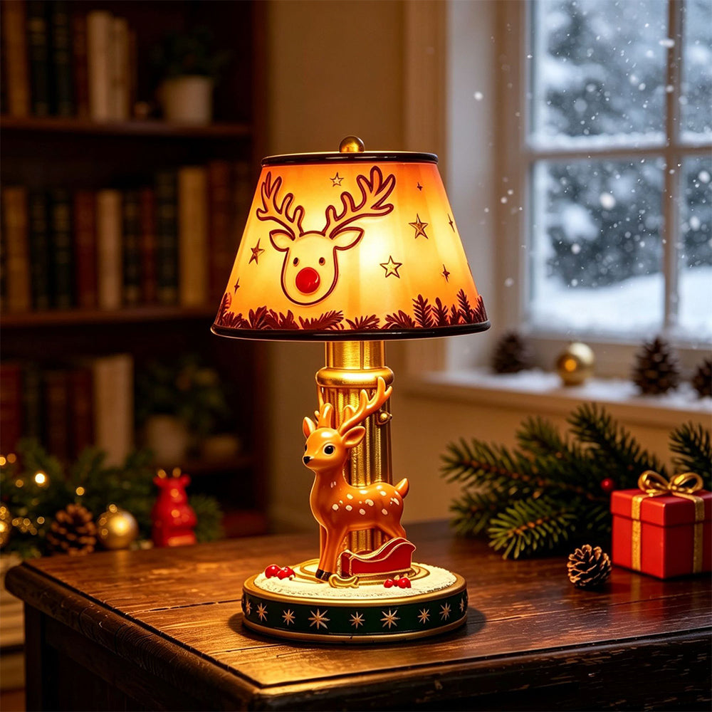 Christmas Table Lamp Vintage Resin Desk Light - Reindeer