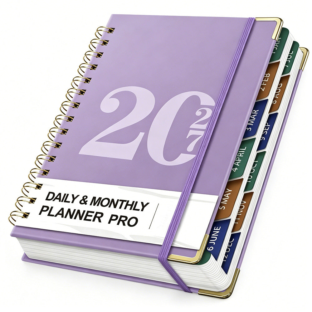 2027 A5 Hardcover Weekly Planner Calendar Notebook January to December - Purple