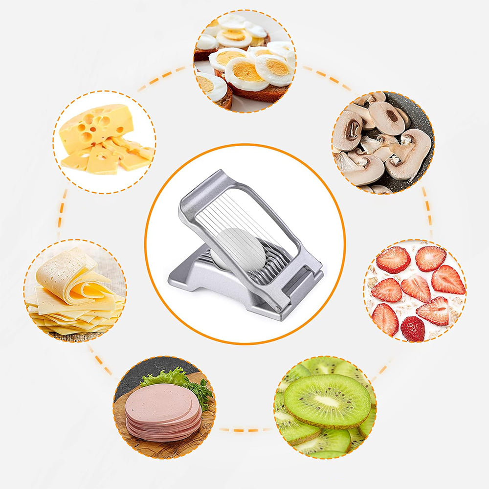 Aluminum Alloy Egg Slicer for Hard Boiled Eggs Strawberry Slicer for Sandwiches-Silver