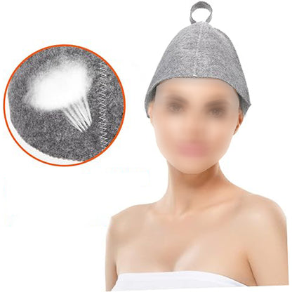 5Pcs Sauna Felt Kit with Hat and Gloves-Grey