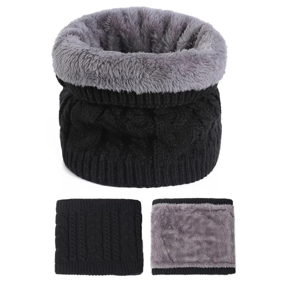 Winter Neck Gaiter Fleece Thick Neck Warmer Cover Ski Gaiters for Men Women-Black