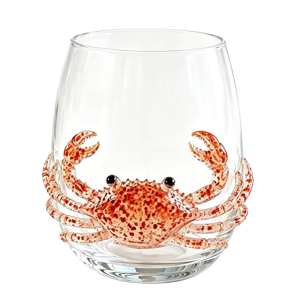 3D Ocean Animal Glass 350ml Borosilicate Wine Glass - Crab