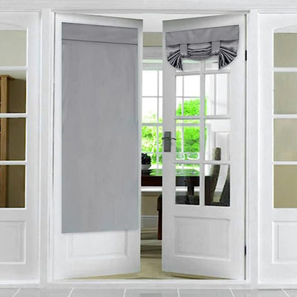 2 Panels Door Curtains Self-Adhesive Blackout Window Door Curtain Privacy Thermal Insulated Curtain Light Grey