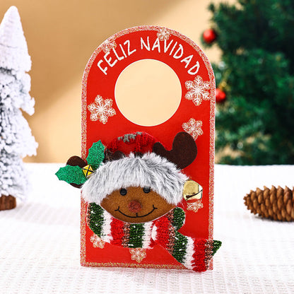 2Pcs Christmas Door Knob Hanger Door Handle Signs Xmas Decor Style 3