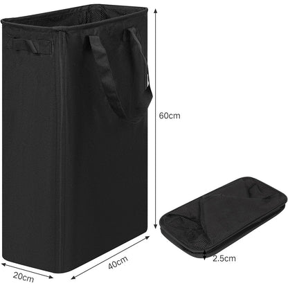 Slim Collapsible Laundry Basket with Handles for Small Spaces Black