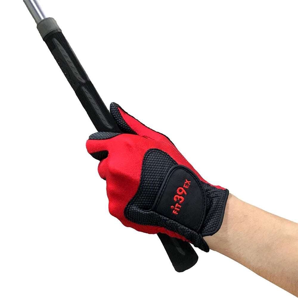 Stretch Breathable Washable Golf Glove with Slip Resistant Grip - Red