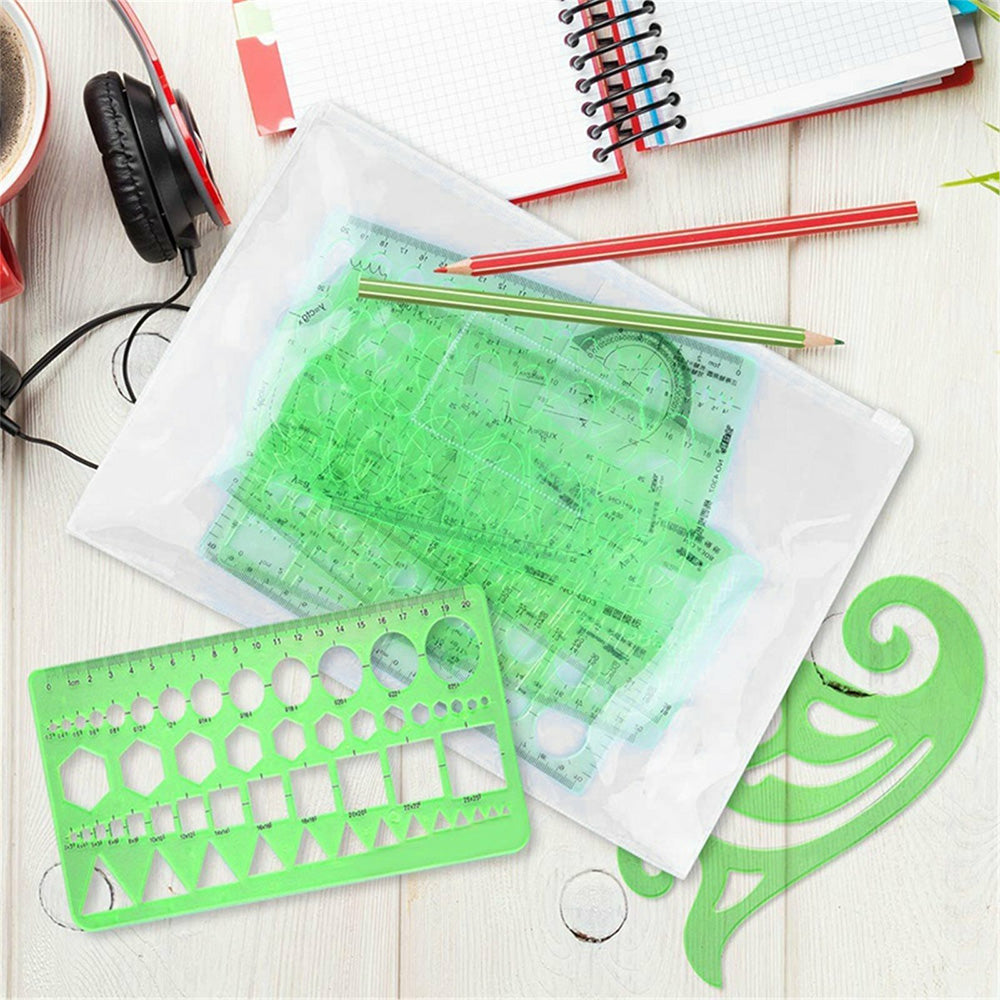 11PCS Plastic Geometric Drawing Templates Set DIY Drafting Stencils Tools
