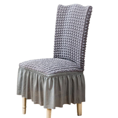 Soft Seersucker Fabric Removable Chair Covers with Lace Skirt -Grey