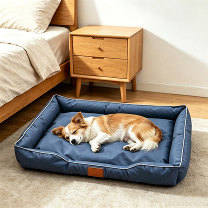Square Raised Edge Oxford Fabric Sofa Pet Bed - Navy