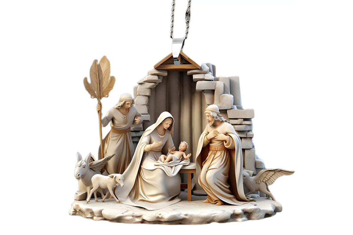 7Pcs 2D Christmas Nativity Scene Ornaments the Birth of Jesus Decor