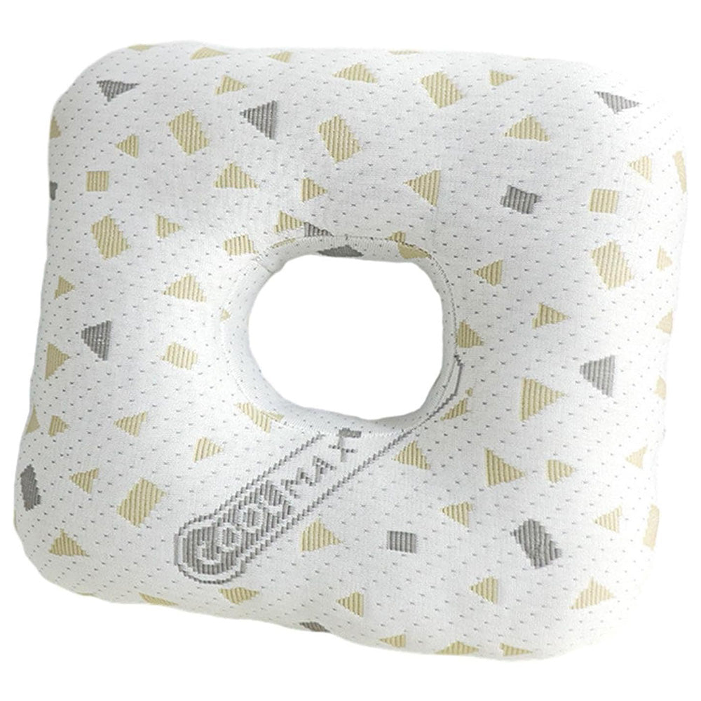 Square Ear Piercing Pillow for Side Sleepers with Central Ear Hole Grey