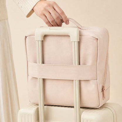 Portable PU Leather Standing Makeup Organizer Bag Makeup Brush Pouch - Pink