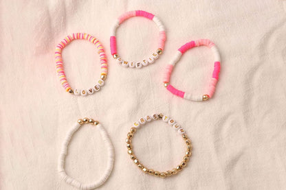 2Pcs Bracelets Set Mid Friendship Inspired Jewelry Gifts For Girls Concert Fans Bracelet-Orange And Pink