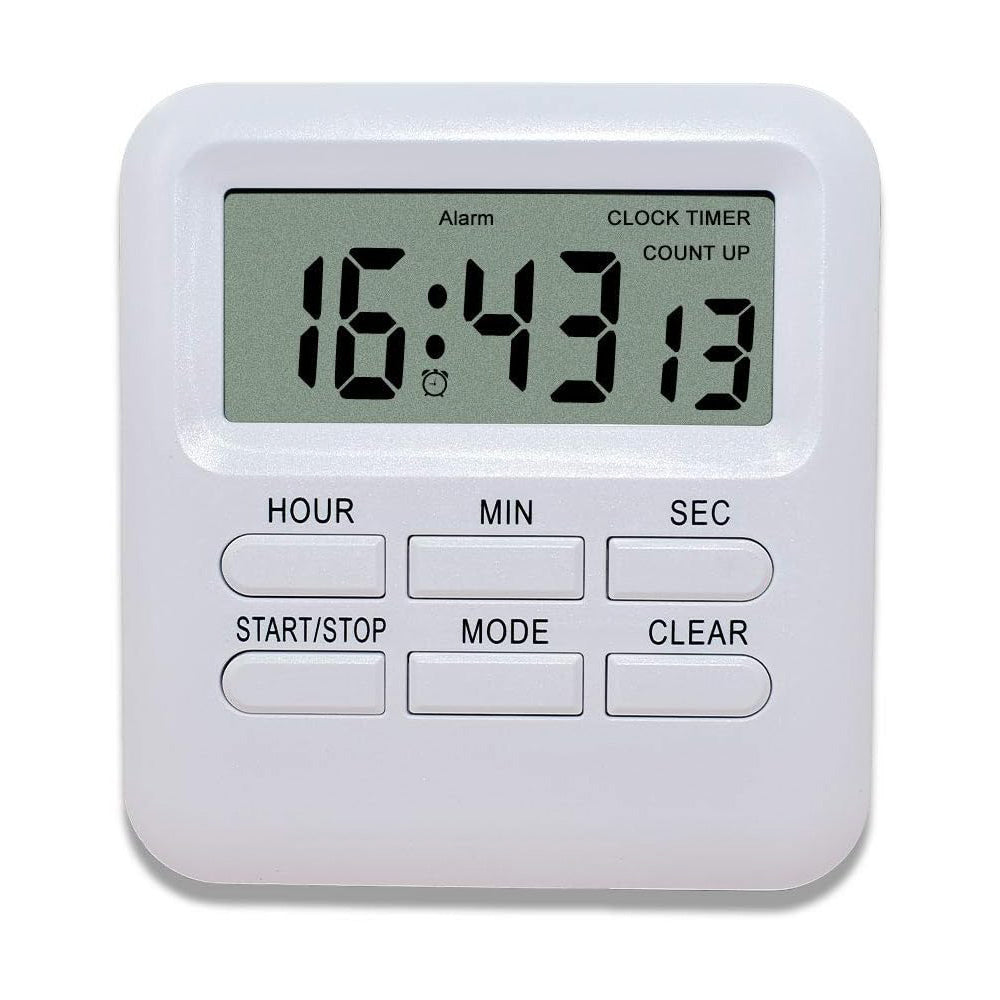 3-in-1 Electric Digital Timer Multi-Functional Loud Alarm Clock for Kitchen Gym Classroom White