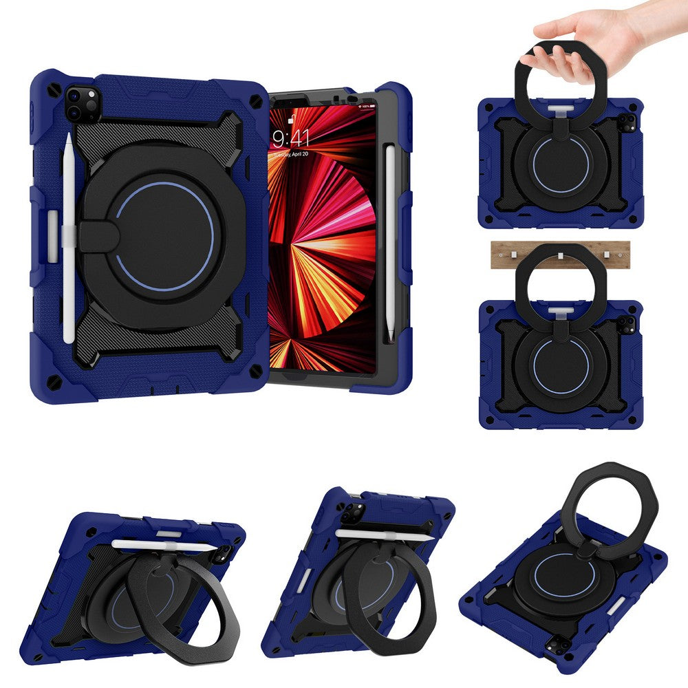 Shockproof Rugged Protective Case with Pencil Holder for iPad Air 6 Pro 11-Navy