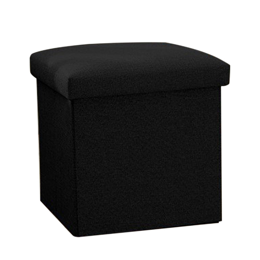 Foldable Storage Ottoman Shoe Bench with Thick Foam Lid - Black