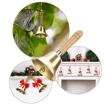 Brass Hand Bell with Wooden Handle Clear Ringing for Dinner Classroom Wedding  Service Use