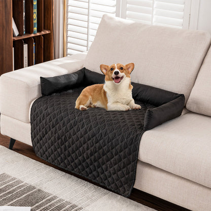 Plaid Water-resistant Sofa Cover for Pet Couch Cover Dogs Bed Cushion Black
