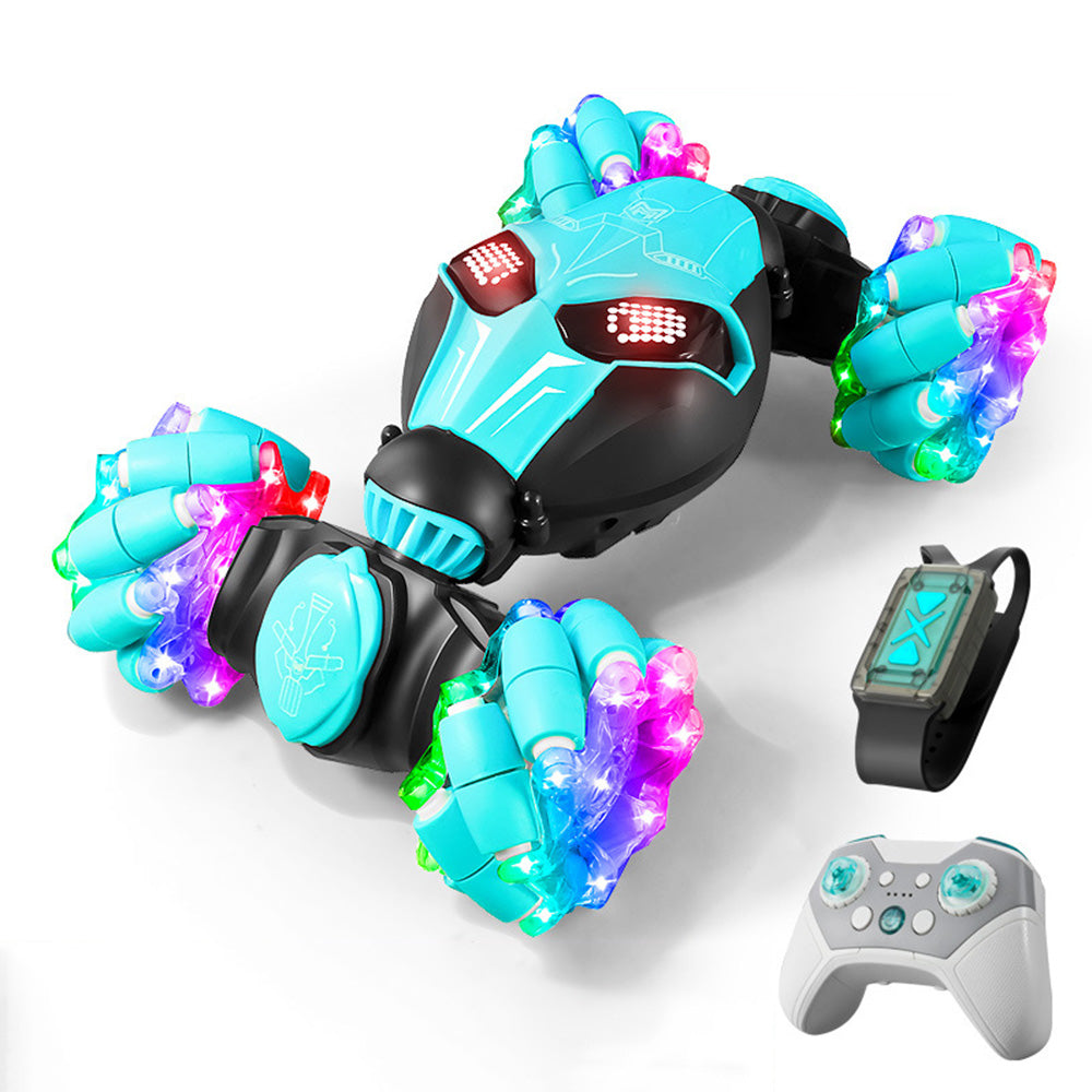 4WD Gesture Sensing RC Stunt Car with Drift Lights & Music Hand-Controlled Toy Blue