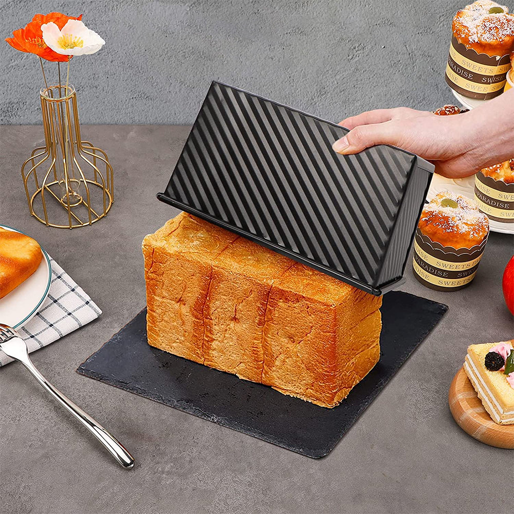 Non-stick Loaf Pan with Lid Carbon Steel Bread Mold for Toast Oven Baking Black