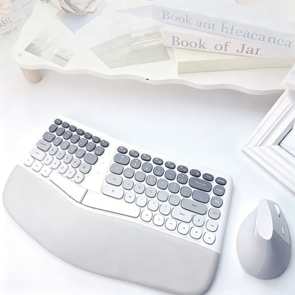 2.4G Wireless Keyboard and Mouse Set with Ergonomic Design 84 Key Keyboard and 6 Button Mouse-Grey