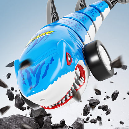 Shark Shaped Off Road RC Car with Colorful Lights and 360 Degree Spin - Blue