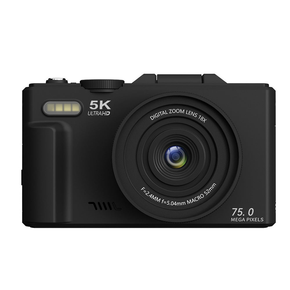 5K Digital Camera with 180-degree Flip Screen Autofoucs Vlogging Camera for YouTube -Black