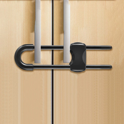 10Pcs Cabinet Locks U-Shaped Drawers Locks for Knob Handle on Door Cupboard -Black